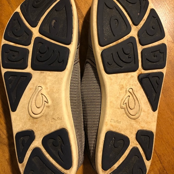 OLUKAI slip on shoes. Mens 9 UK 42. Mocha gray with yellow tabs. - Picture 3 of 8